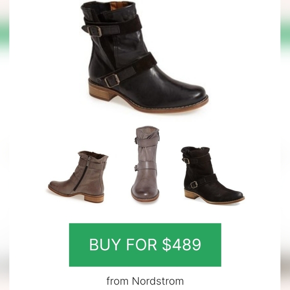 Paul Green Boot Ally Belted Suede Leather Moto UK 4.5 US  7 Black Block Heel - Picture 13 of 13